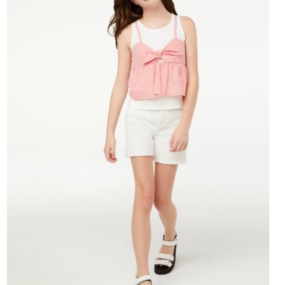 Girls Tie-Front Gingham Tank Top - Picture 2 of 10